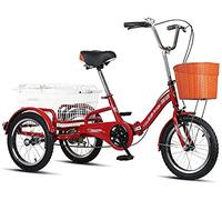 HYQOUKLR three wheeled bicycle, Adult Tricycle 3 Wheel 16 Inches With Cargo Basket