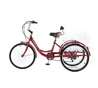 HYQOUKLR three wheeled bicycle, Adult Tricycle 7 Speed 24 Inch Wheels with Basket Stable Frame