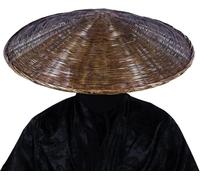 HYQOUKLR Traditional Samurai Swordsman Cosplay Hat, Chinese Bamboo Hat, 21" Diameter X 4" Depth(Bruin)