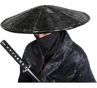 HYQOUKLR Traditional Samurai Swordsman Cosplay Hat, Chinese Bamboo Hat, 21" Diameter X 4" Depth(Svart)