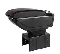 HYRAM Double Layer Armrest Storage Box, Car Leather Arm Rest Centre Console with USB Charging Fit for Land-Rover Freelander 2, Automobile Styling Accessories Decoration Supplies,A/Black