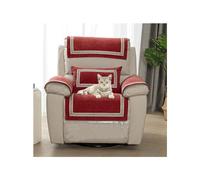 HYRAM Sofa Armrest Cover, Headrest Cover for Recliner Chair Arm Cover, Armchair Nonslip Quilted Furniture Protector for Pets Leather Sofa Couch Slipcover (Pillowcase1,Red)