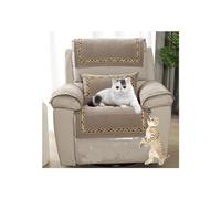 HYRAM Sofa Armrest Cover, Headrest Cover for Recliner Chair Arm Cover, Quilted Furniture Protector for Pets Leather Sofa Couch Slipcover (3 Seater(8pcs),Coffee)