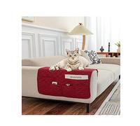 HYRAM Sofa Armrest Organizer with 6 Pockets Armchair Organiser Soft Anti-slip Armchair Storage Bag Bedside Pocket for Phone Magazine Books,Space Saver Bag (50×90CM/19.7×35in,Claret)