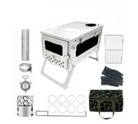 HYRTEFBN Stainless Steel Firewood Stove Portable Camping Tent Stove with Chimney Wood Burner Furnace Tourism Brazier(2m StoveA)