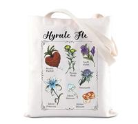 Hyrule Flora Video Game Merchandise Tote Bag Korok Plant Lover Gift Breath Of The Wild Gift Hylia Gift Hyrule Flora Canvas Bag (Hyrule Flora Tote)