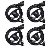 HYS D Shape Earpiece Compatible for Motorola CP040 CP140 GP300 CLS1110 Walkie Talkie Headset with Mic PTT Button(4 Pack)