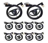 HYS D Shape Earpiece with Mic Compatible with Motorola CP040 CP140 Hytera Midland 2 Way Radio Inline PPT Headset for Police Security (10 Pack)