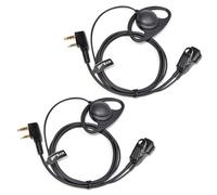 HYS Walkie Talkie Earpiece D-Shape Headset Compatible with Baofeng UV-5R BF-888S UV-82 Wouxun Kenwood 2 Way Radio, Inline PTT Mic Headset for Police Security (2 Pack)
