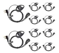 HYS Walkie Talkie Earpiece D-Shape Headset Compatible with Baofeng UV-5R BF-888S UV-82 Wouxun Kenwood 2 Way Radio, Inline PTT Mic Headset for Police Security (10 Pack)