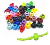 Hysagtek 100 Pcs (13 Colors) Plastic Spring Cord Lock End Round Toggle Stoppers for Camping, Hiking, Shoelace Replacement, Sports, Backpacks(Multicolor)