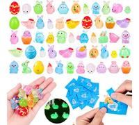 Hysagtek 100pcs Easter Blind Bags - Easter Mini Resin Animals Kit Glow-in-the-Dark Resin Figures for Egg Hunts, Basket Fillers & Dollhouse | Bunny, Chick, Egg & Gnome Designs