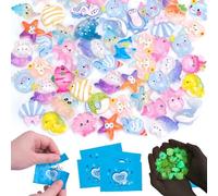 Hysagtek 100pcs Glow in Dark Mini Ocean Animals Blind Bag for Adults Men Women - Luminous Resin Sea Creatures for Dollhouse Fairy Garden Aquarium Decor Girls Gift