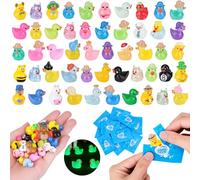 Hysagtek 100Pcs Mini Duck Blind Bags, Glow in The Dark Tiny Decorative Ducks, Mixed Design Whimsical Duck Figurines, Aesthetic Collectible Trinkets for Craft, Fairy Garden, Desk