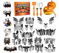 Hysagtek 24Pcs Halloween Pumpkin Carving Kit - Stainless Steel Cutters & Tools, Multi-Use for Baking, Soap & Craft, Storage Box