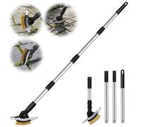 Hysagtek 3-in-1 Patio Weed Remover Tool with Long Handle - Crevice Weed Brush with Scraper Blade, Stand Up Crack Weeder, Heavy Duty Moss & Root Remover for Block Paving, Driveways, Garden Paths