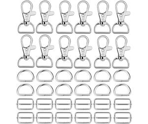 Hysagtek 60 Pcs Bag Making Supplies, Swivel Keychain Hook, D Rings for Bags, Sliding Buckle for Handbag Making Hardware Accessories, 25mm Bag Hardware for Bag Making