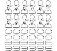 Hysagtek 60Pcs Bag Making Hardware Kit, 25mm Swivel Snap Hooks, D Rings & Slide Buckles for Bags, Keychains, Lanyards, Dog Collars & DIY Craft Supplies