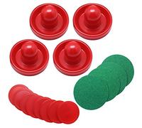 Hysagtek Air Hockey Pushers - 4 Pcs 96mm Air Hockey Table Felt Pusher with 8Pcs Pucks for Replacement Smooth Glide with Comfortable Grip, Red