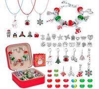 Hysagtek Christmas Bracelet Making Kit - 57 Pcs Charm Jewellery Making Kit DIY Charm Bracelet Bead Making Pendants Craft with Jewellery Box Bracelet Maker Arts/Crafts/Gifts for Women Adults