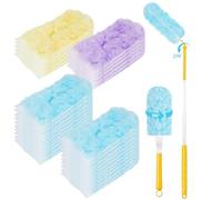 Hysagtek Flash Dust Magnet Starter Kit - 30PCS Disposable Fluffy Duster Refills, Extendable & Bendable Handle, 360° Electrostatic Dust Lock, Soft & Non-Scratch for Home, Car & High Reach Cleaning