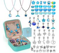 Hysagtek Jewellery Making Kit Bracelet Making Kit for Girls - 66 Pcs DIY Charm Bracelet Making Bracelets for Women Girls Beads Necklace kit Christmas Jewelry Making Charm Pendants Craft with Box, Blue