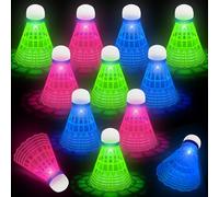 Hysagtek LED Badminton Shuttlecocks 12 Pack, Glow in The Dark Shuttlecocks, Light Up Night Badminton for Indoor Outdoor Sports Training Family, Random color