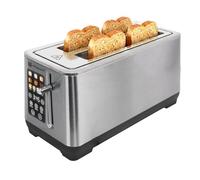 HYSapientia 4 Slice Slim Toaster with Touchscreen Display, 6-Level Browning, 13cm Extra-Deep Wide Slots, White Grain Waffle Gluten Free Modes, Defrost Reheat,Stainless Steel