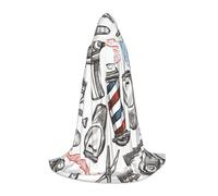 HYSDPUZK Barber Shop Monochrome Style Hooded Cape For Teens Halloween Costume, Cosplay, Masquerade, Wizard Robe