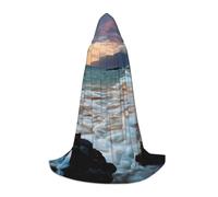 HYSDPUZK Beach Maui Hawaii Sunset Clouds Hooded Cape For Teens Halloween Costume, Cosplay, Masquerade, Wizard Robe