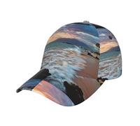HYSDPUZK Beach Maui Hawaii Sunset Clouds Print Tylish Curved-Brim Baseball Cap - Full Print Polyester Hat for All Seasons and Genders
