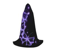 HYSDPUZK Beautiful Purple Butterfly Hooded Cape For Teens Halloween Costume, Cosplay, Masquerade, Wizard Robe