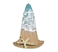 HYSDPUZK Beautiful Starfish On Beach Sand Hooded Cape For Teens Halloween Costume, Cosplay, Masquerade, Wizard Robe