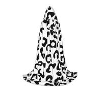 HYSDPUZK Black And White Leopard Print Hooded Cape For Teens Halloween Costume, Cosplay, Masquerade, Wizard Robe