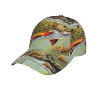 HYSDPUZK Brook Trout Fly Fishing Print Tylish Curved-Brim Baseball Cap - Full Print Polyester Hat for All Seasons and Genders