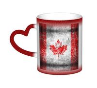 HYSDPUZK Canada Flag Color Changing Mug in The Sky - Full-Print Ceramic Mug with Heat-Sensitive Technology, Black to White Transformation
