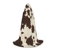 HYSDPUZK Cow Fur Print Hooded Cape For Teens Halloween Costume, Cosplay, Masquerade, Wizard Robe