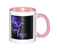 HYSDPUZK Double Color Ceramic Mug - 11oz Funny 3D Beautiful Purple Butterfly Pattern Coffee & Tea Cup, Cute Cups for Men Women