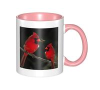 HYSDPUZK Double Color Ceramic Mug - 11oz Funny 3D Beautiful Red Birds Pattern Coffee & Tea Cup, Cute Cups for Men Women