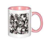 HYSDPUZK Double Color Ceramic Mug - 11oz Funny 3D Black Grey White Camo Pattern Coffee & Tea Cup, Cute Cups for Men Women