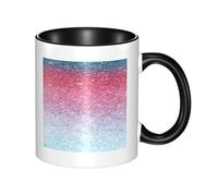HYSDPUZK Double Color Ceramic Mug - 11oz Funny 3D Blue Pink and Purple Pastel Colors Pattern Coffee & Tea Cup, Cute Cups for Men Women