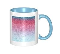 HYSDPUZK Double Color Ceramic Mug - 11oz Funny 3D Blue Pink and Purple Pastel Colors Pattern Coffee & Tea Cup, Cute Cups for Men Women
