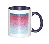 HYSDPUZK Double Color Ceramic Mug - 11oz Funny 3D Blue Pink and Purple Pastel Colors Pattern Coffee & Tea Cup, Cute Cups for Men Women