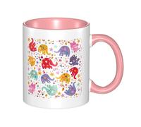 HYSDPUZK Double Color Ceramic Mug - 11oz Funny 3D Colorful Elephant Pattern Coffee & Tea Cup, Cute Cups for Men Women
