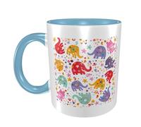 HYSDPUZK Double Color Ceramic Mug - 11oz Funny 3D Colorful Elephant Pattern Coffee & Tea Cup, Cute Cups for Men Women