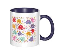 HYSDPUZK Double Color Ceramic Mug - 11oz Funny 3D Colorful Elephant Pattern Coffee & Tea Cup, Cute Cups for Men Women