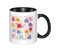 HYSDPUZK Double Color Ceramic Mug - 11oz Funny 3D Colorful Elephant Pattern Coffee & Tea Cup, Cute Cups for Men Women