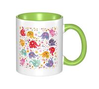 HYSDPUZK Double Color Ceramic Mug - 11oz Funny 3D Colorful Elephant Pattern Coffee & Tea Cup, Cute Cups for Men Women