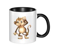 HYSDPUZK Double Color Ceramic Mug - 11oz Funny 3D Cute Monkey Pattern Coffee & Tea Cup, Cute Cups for Men Women