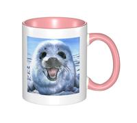 HYSDPUZK Double Color Ceramic Mug - 11oz Funny 3D Harp Seal Painting Wallpaper Pattern Coffee & Tea Cup, Cute Cups for Men Women
